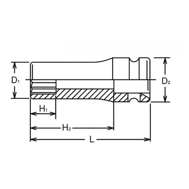 Ko-ken Tools 3/8 Sq. Dr. Socket 14mm 12 point Length 80mm Thin walled Ko-ken Tools