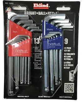 Eklind Set of 22 Bright Ball End Hexagon L-Key Combo Pack - EK 13322 Hexagon L-Key Combo Eklind