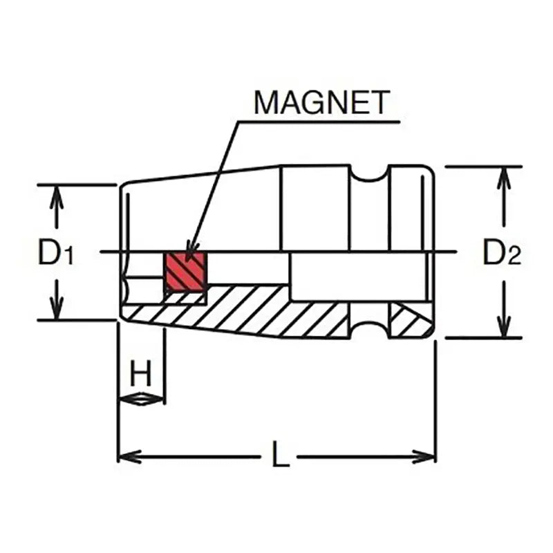 Ko-ken Tools 3/8 Sq. Dr. Socket 18mm 6 point Length 32mm Magnet Ko-ken Tools