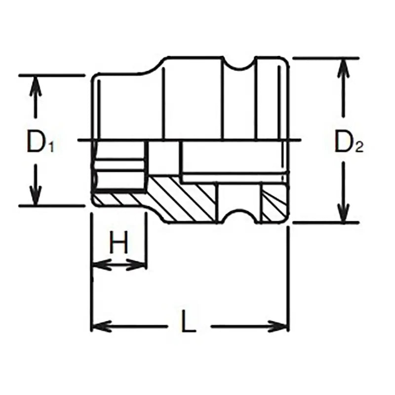 Ko-ken Tools 3/8 Sq. Dr. Socket 13mm 6 point Length 22mm Thin walled Ko-ken Tools