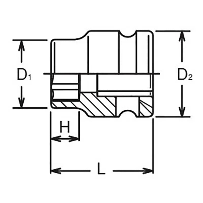 Ko-ken Tools 3/8 Sq. Dr. Socket 16mm 6 point Length 25mm Thin walled Ko-ken Tools