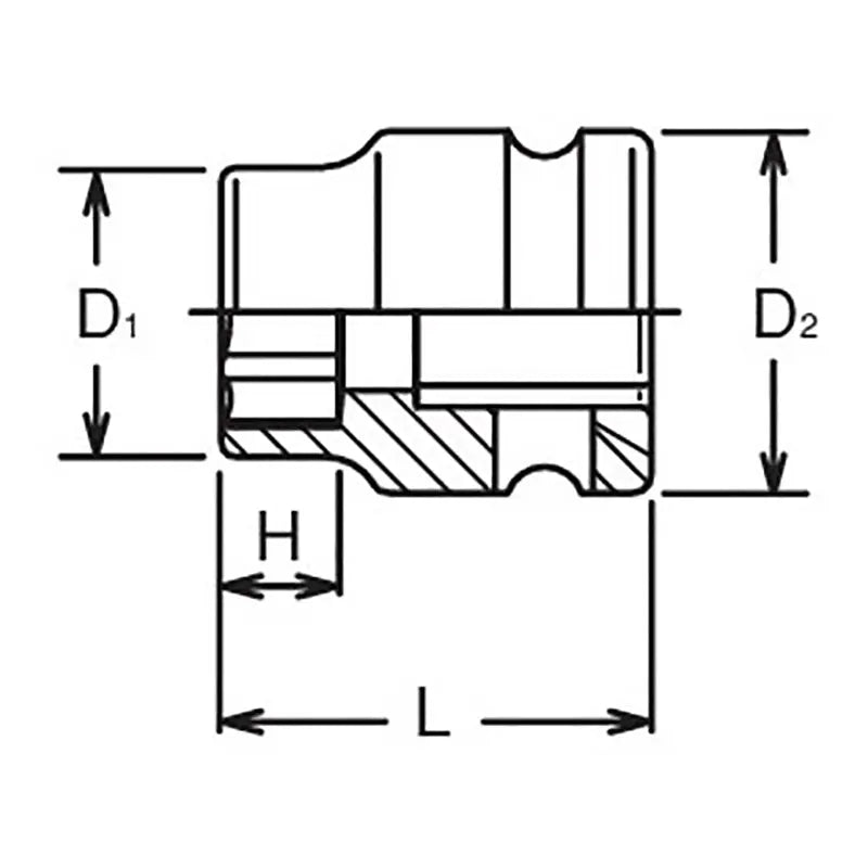 Ko-ken Tools 3/8 Sq. Dr. Socket 17mm 6 point Length 25mm Thin walled Ko-ken Tools