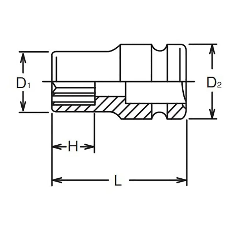 Ko-ken Tools 3/8 Sq. Dr. Socket 15mm 12 point Length 32mm Thin walled Ko-ken Tools
