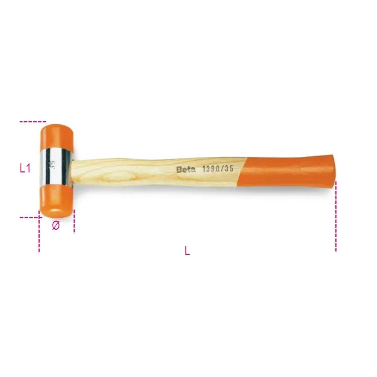 Beta Tools (Article# 1390 35) Hammer with Interchangeable Polyurethane Strikers and Wooden Shafts - BT 013900035 