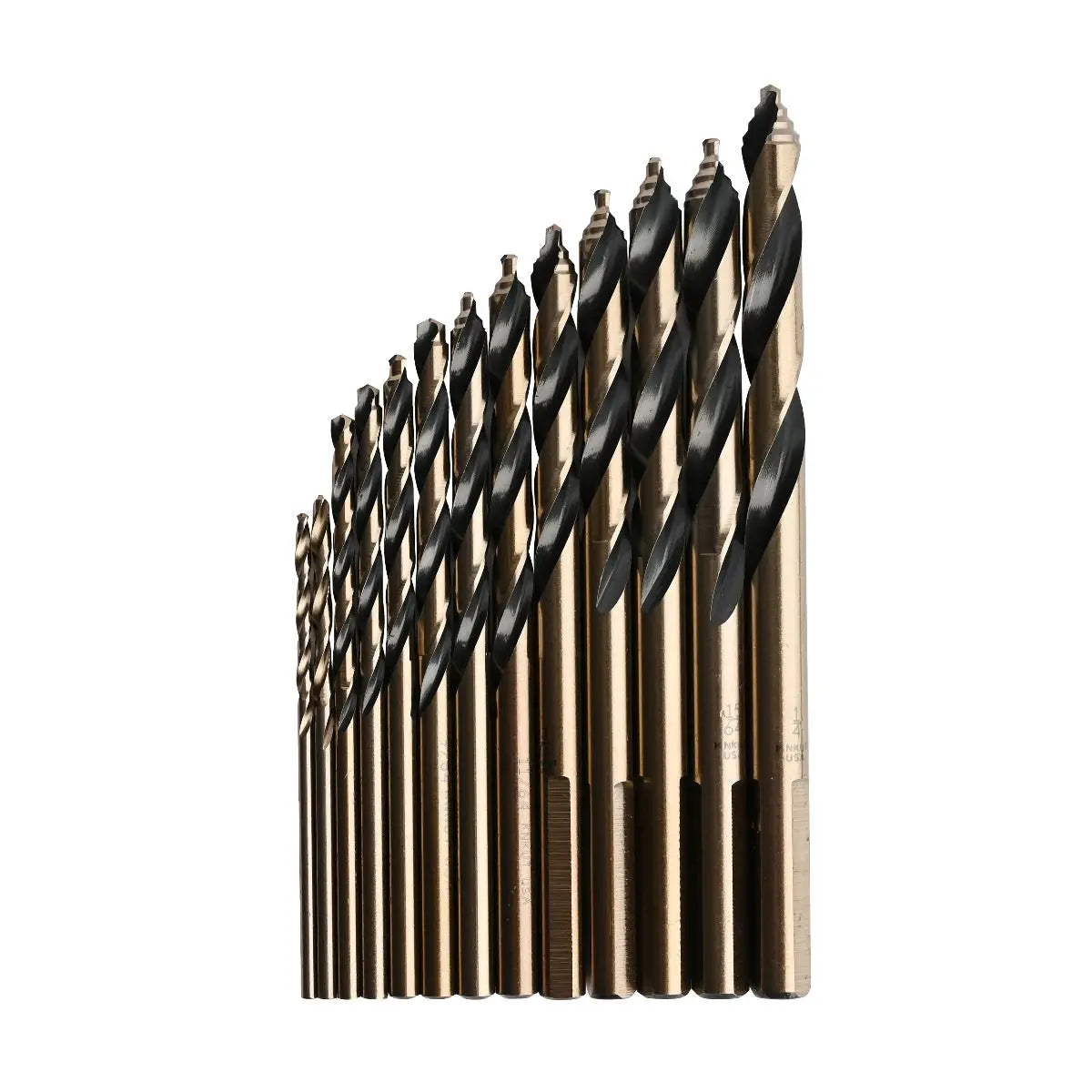 KnKut Set of 13 Step Point Mechanics Length Drill Bit, 1/16 in - 1/4 in by 64ths - 13KK10 KnKut