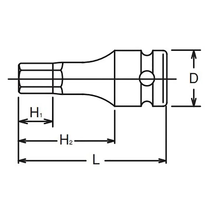 Ko-ken Tools 1/2 Sq. Dr. Bit Socket 8mm Hex Length 60mm Ko-ken Tools