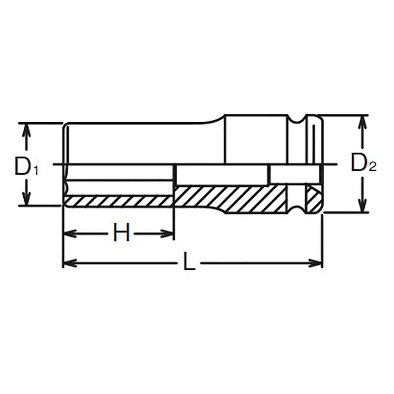 Ko-ken Tools 1/2 Sq. Dr. Wheel Nut Socket 17mm 6 point Length 80mm Ko-ken Tools