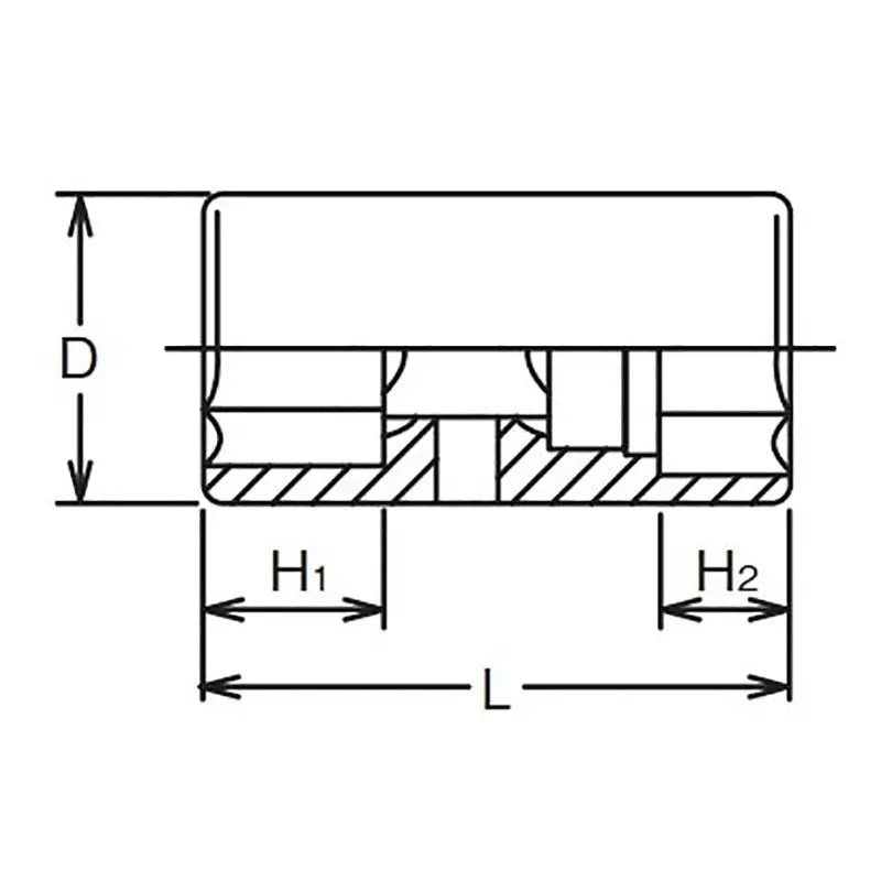 Ko-ken Tools 1/2 Sq. Dr. Double Ended Socket 17 x 19mm 6 point Length 48mm Ko-ken Tools