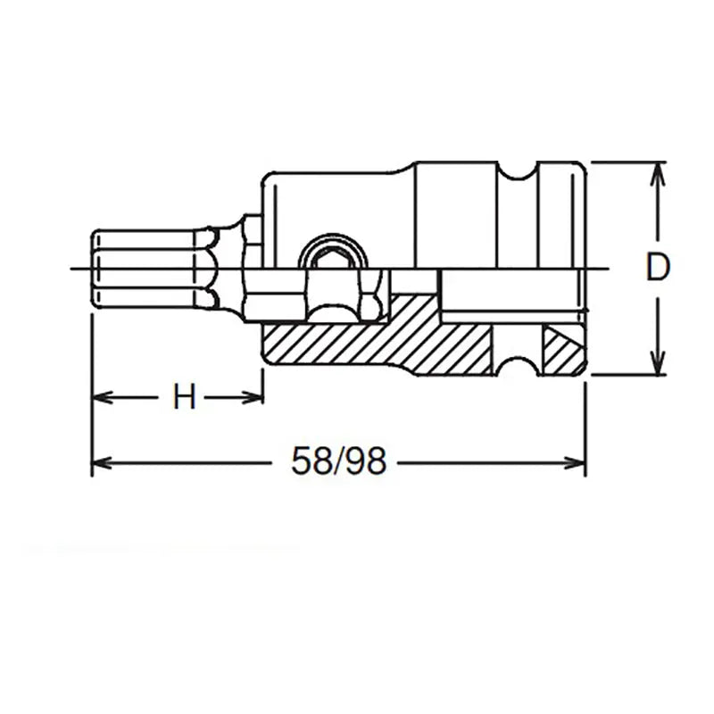 Ko-ken Tools 1/2 Sq. Dr. Bit Socket 10mm Hex Length 98mm Ko-ken Tools