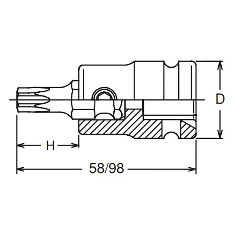 Ko-ken Tools 1/2 Sq. Dr. Bit Socket TORXÂ® T45 Length 58mm Ko-ken Tools
