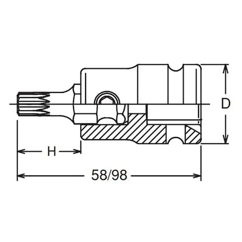Ko-ken Tools 1/2 Sq. Dr. Bit Socket XZN M12 Triple Square Length 98mm Ko-ken Tools
