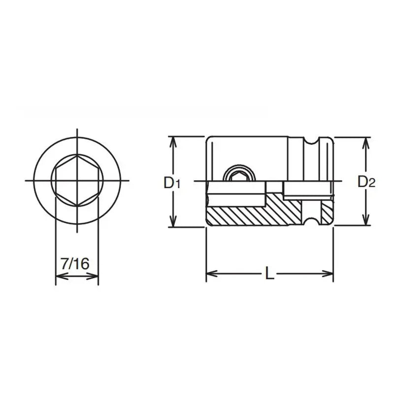 Ko-ken Tools 1/2 Sq. Dr. Bit Holder 7/16 For 183 series Length 38mm Ko-ken Tools