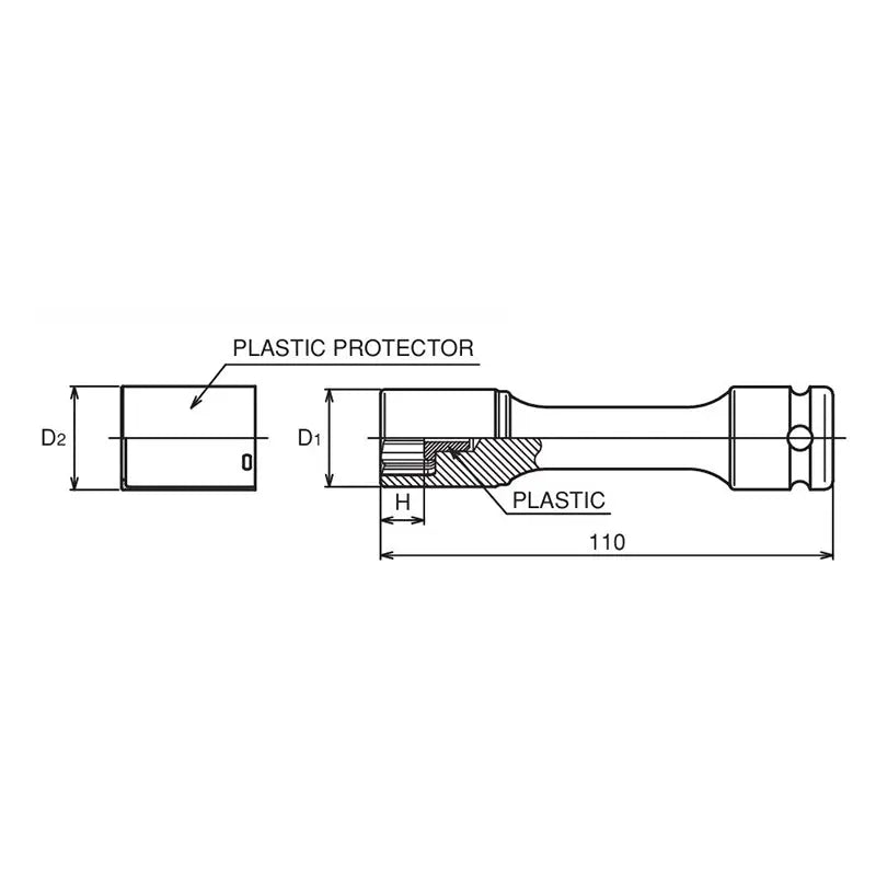 Ko-ken Tools 1/2 Sq. Dr. Mercedes Benz Wheel Bolt Socket 17mm Length 110mm Protector Ko-ken Tools