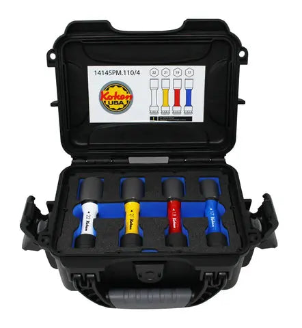Ko-ken Tools Set of 4 1/2 in Square Drive Wheel Nut Socket with Hard Case - KB-14145PM.110/4