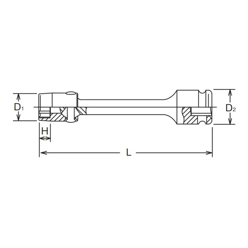 Ko-ken Tools 1/2 Sq. Dr. Extension Universal Socket 15mm 6 point Length 150mm Ko-ken Tools