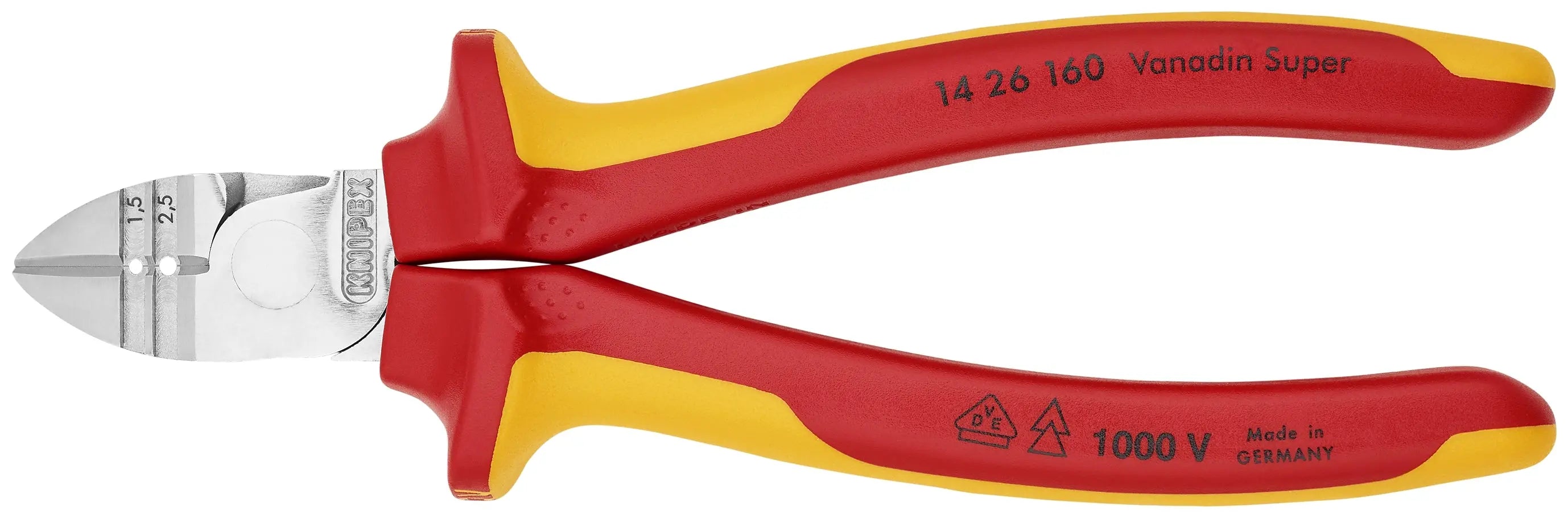 Knipex 14 26 160 KN | Diagonal Cutting Pliers w/ Stripper, 1000V Insulated Knipex