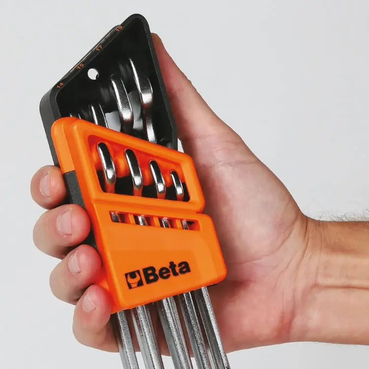 Beta Tools (Article# 142SN/SC8) Set of 8 Swivel End Ratcheting Combination Wrenches with Compact Support - BT 001420258 
