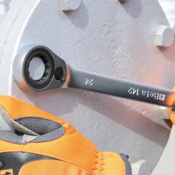 Beta Tools (Article# 142 21) 21 x 21, 15 deg, 12 Point Reversible Ratcheting Combination Wrench, Chrome-Plated - BT 1420021 Beta Tools