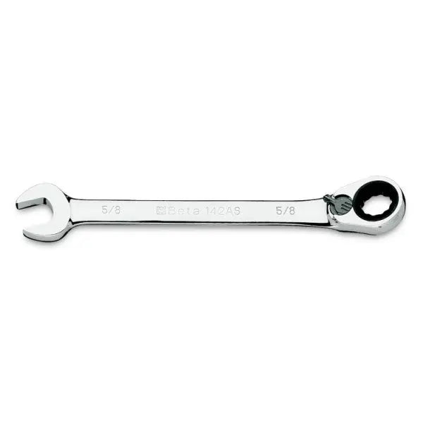 Beta Tools (Article# 142AS 5/16) 5/16 Reversible Ratcheting Combination Wrench, 15 deg Offset, Chrome-Plated - BT 1420308 Beta Tools