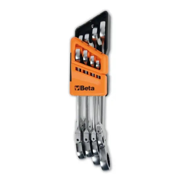Beta Tools (Article# 142SN/SC8) Set of 8 Swivel End Ratcheting Combination Wrenches with Compact Support - BT 001420258 