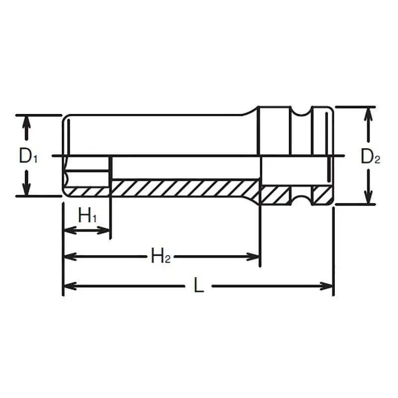 Ko-ken Tools 1/2 in Square Drive 6-Point Deep Impact Socket, 1-3/8 in - 14300A-1.3/8