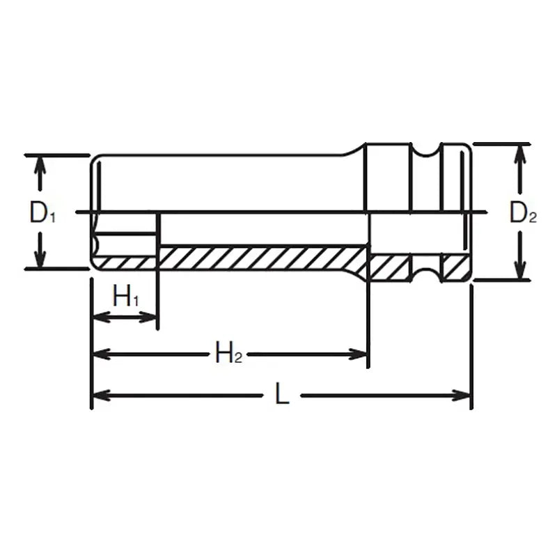 Ko-ken Tools 1/2 Sq. Dr. Socket 3/4 6 point Length 80mm Thin walled Ko-ken Tools