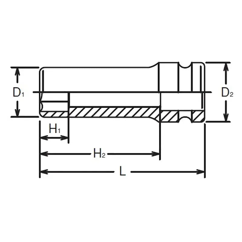 Ko-ken Tools 1/2 in Square Drive 6-Point Thin Wall Deep Impact Socket, 33mm - 14301M-33