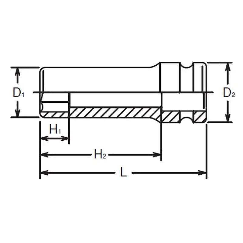 Ko-ken Tools 1/2 Sq. Dr. Socket 9mm 6 point Length 80mm Thin walled Ko-ken Tools