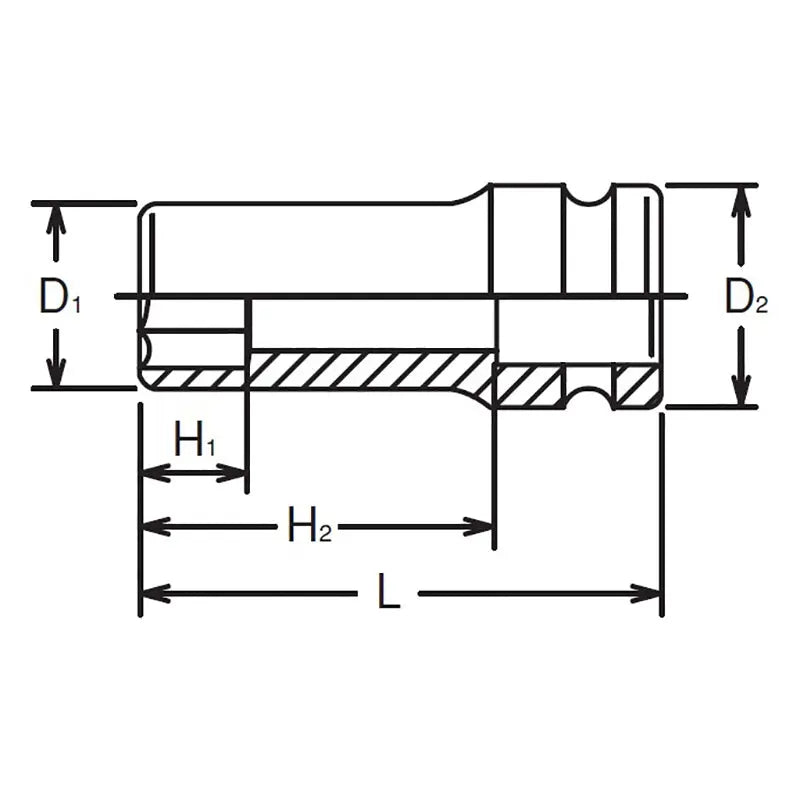 Ko-ken Tools 1/2 Sq. Dr. Socket 34mm 6 point Length 65mm Thin walled Ko-ken Tools