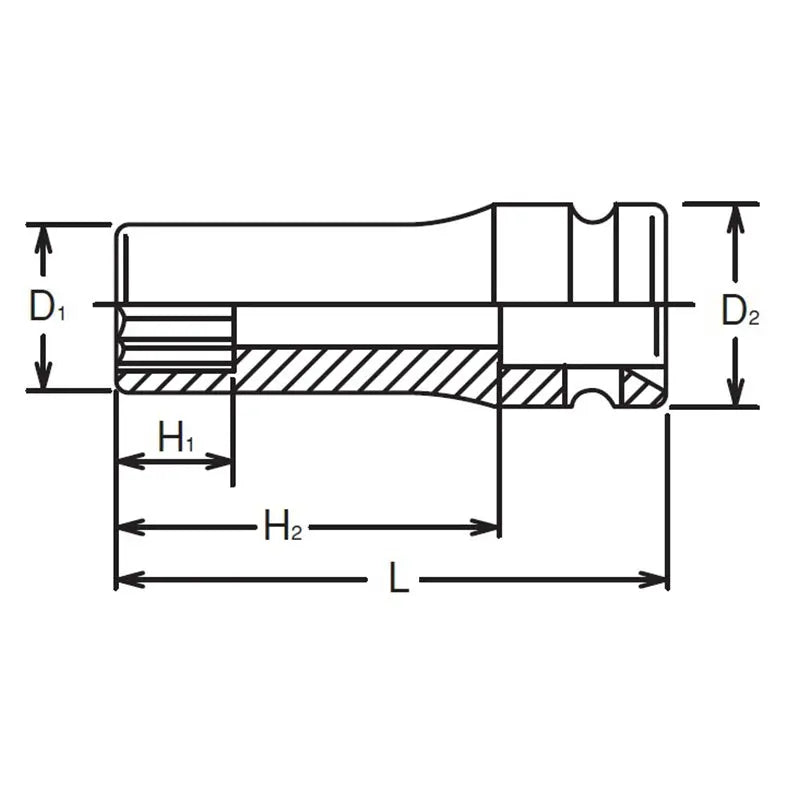 Ko-ken Tools 1/2 Sq. Dr. Socket 13mm 12 point Length 80mm Thin walled Ko-ken Tools