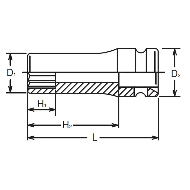 Ko-ken Tools 1/2 Sq. Dr. Socket 8mm 12 point Length 80mm Thin walled Ko-ken Tools