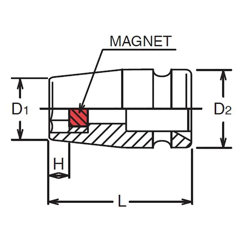 Ko-ken Tools 1/2 Sq. Dr. Socket 10mm 6 point Length 38mm Magnet Ko-ken Tools