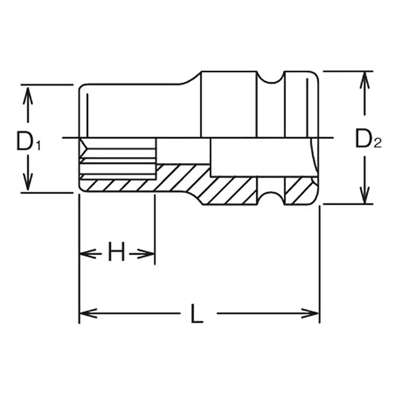 Ko-ken Tools 1/2 Sq. Dr. Socket 33mm 12 point Length 46mm Thin walled Ko-ken Tools