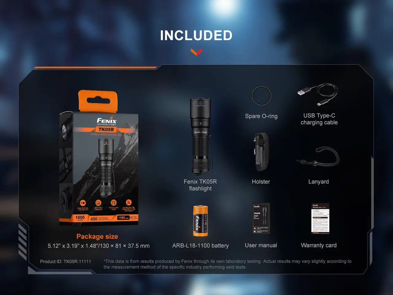 Fenix 1000 Lumen Mini Rechargeable Flashlight - F FX-TK05R Fenix