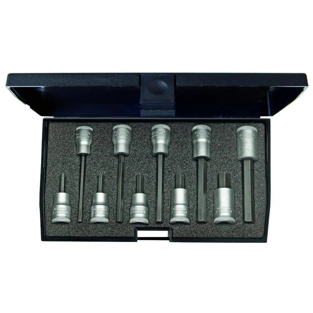 Gedore (Series IN30LKM) Set of 10 3/8 in In-Hex Screwdriver Bit Socket, 4 - 10mm - GD 1509918