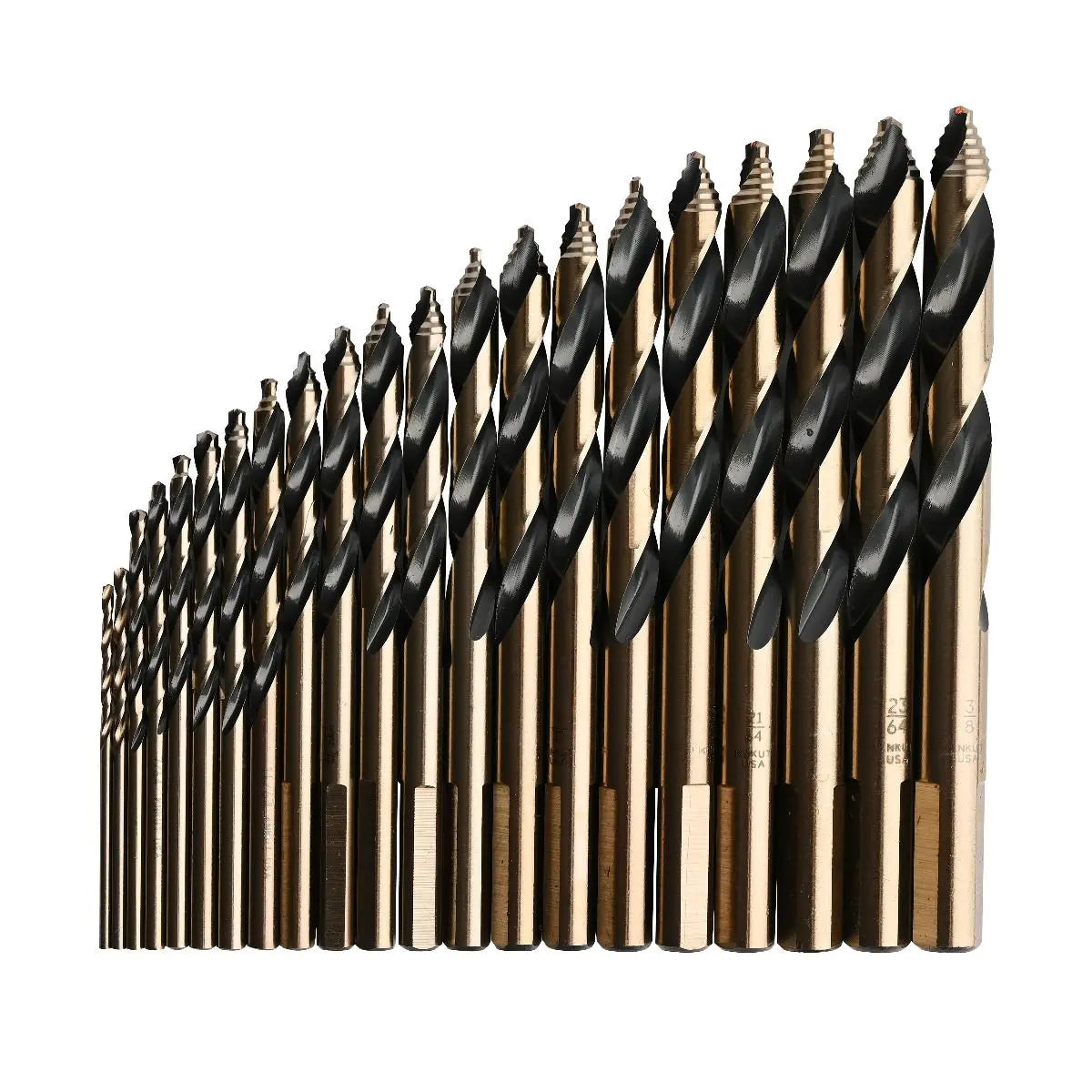 KnKut Set of 15 Step Point Mechanics Length Drill Bit, 1/16 in - 1/2 in by 32nds - 15KK10 KnKut