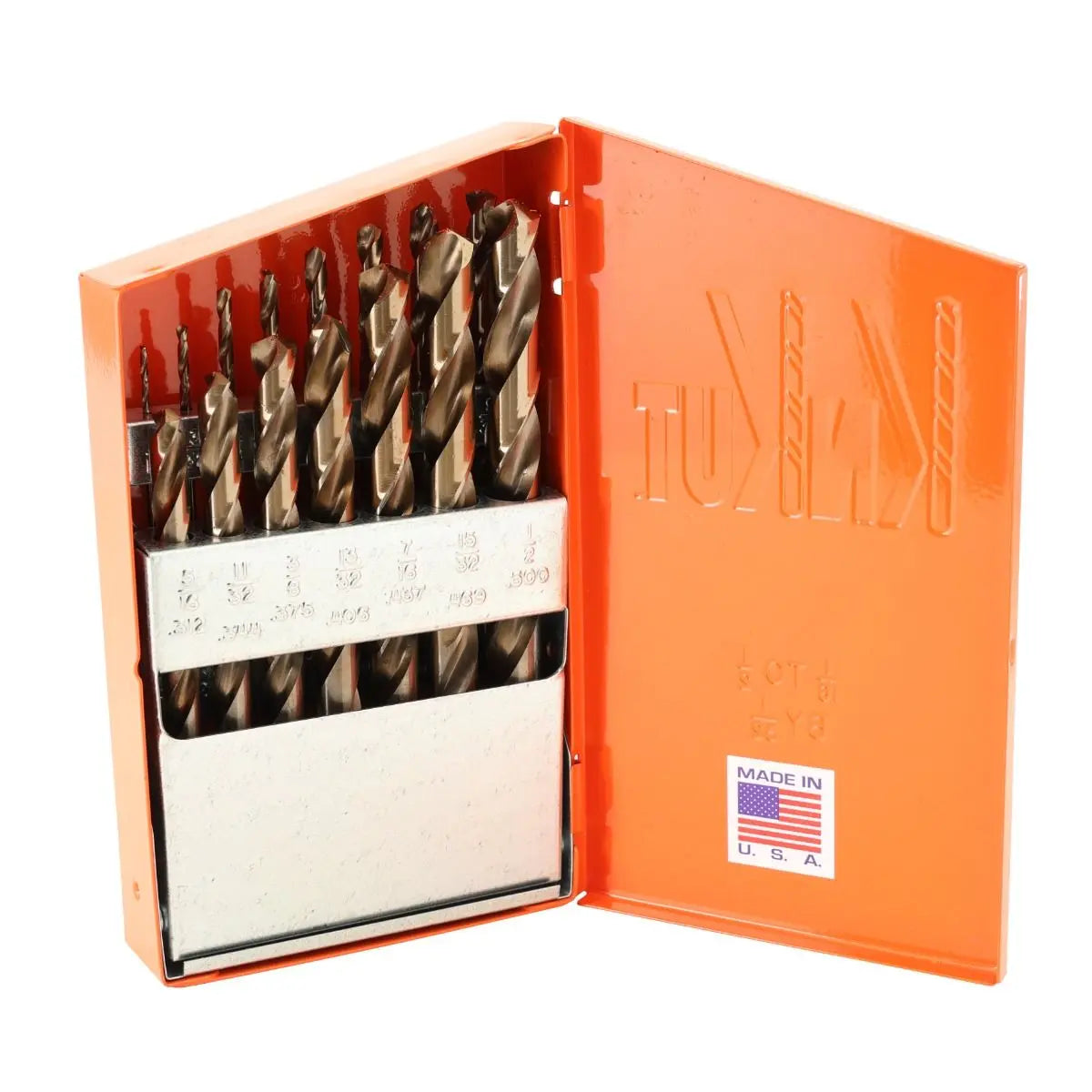 KnKut Set of 15 HD Hexagon Shank M35 Cobalt Jobber Length Drill Bit, 1/16 in - 1/2 in by 32nds - 15KK35 KnKut