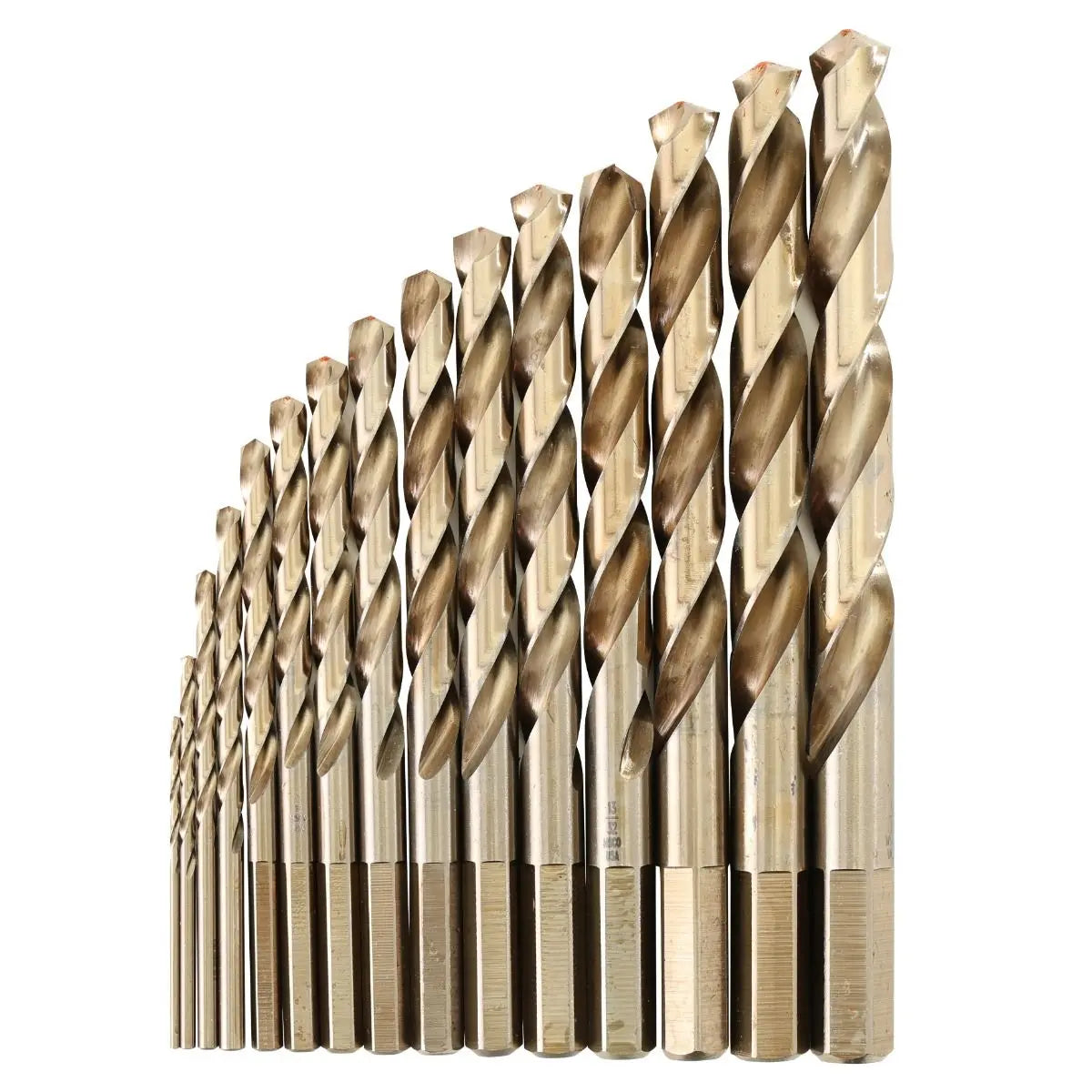 KnKut Set of 15 HD Hexagon Shank M35 Cobalt Jobber Length Drill Bit, 1/16 in - 1/2 in by 32nds - 15KK35 KnKut