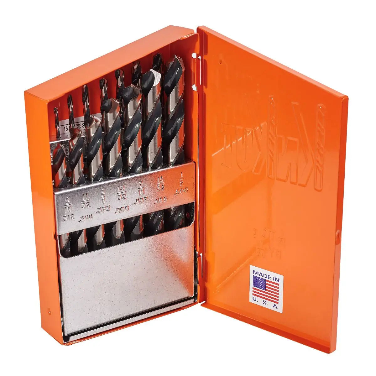 KnKut Set of 15 Jobber Length Drill Bit, 1/16 in - 1/2 in by 32nds - 15KK5 KnKut