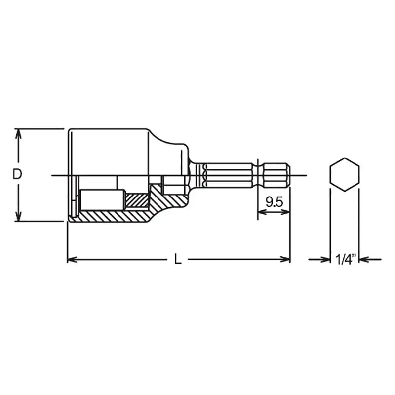 Ko-ken Tools 1/4 Hex Dr. Stud Setter 1/2 Length 66mm Ko-ken Tools