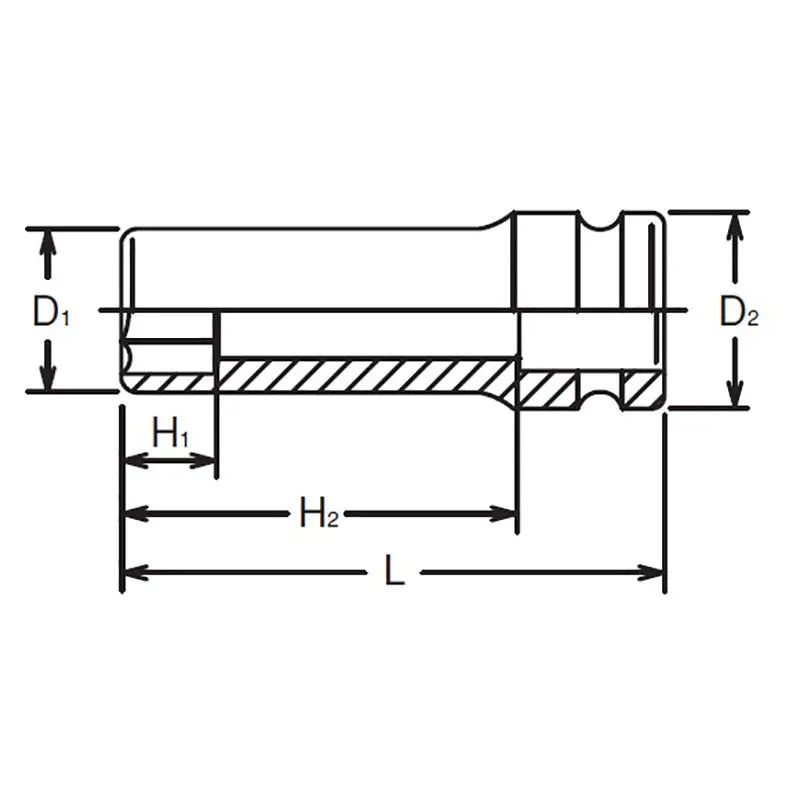 Ko-ken Tools 3/4 Sq. Dr. Socket 60mm 6 point Length 100mm Ko-ken Tools