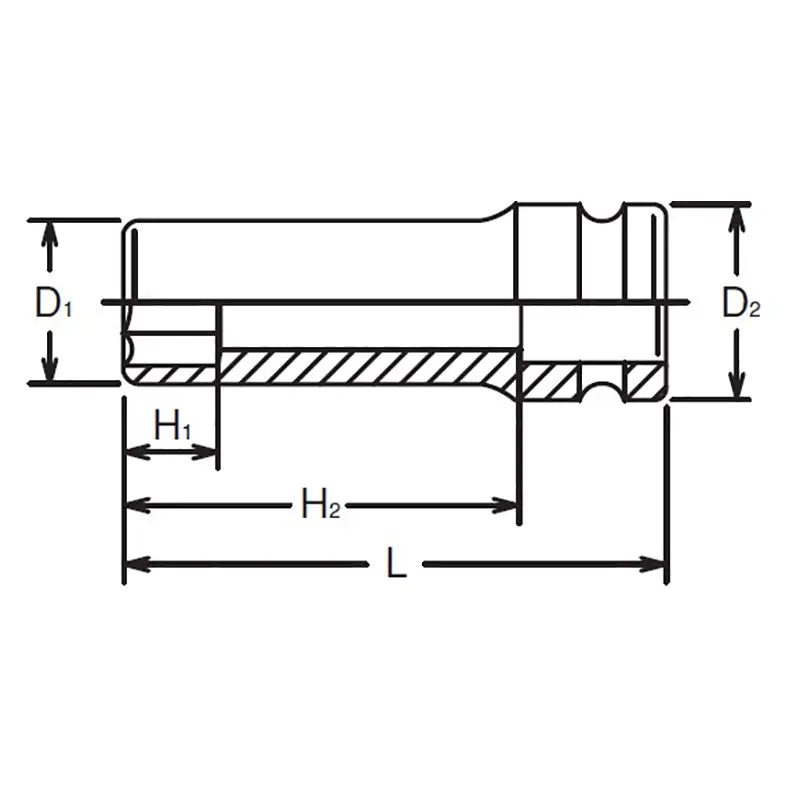 Ko-ken Tools 3/4 Sq. Dr. Socket 50mm 6 point Length 100mm Thin walled Ko-ken Tools