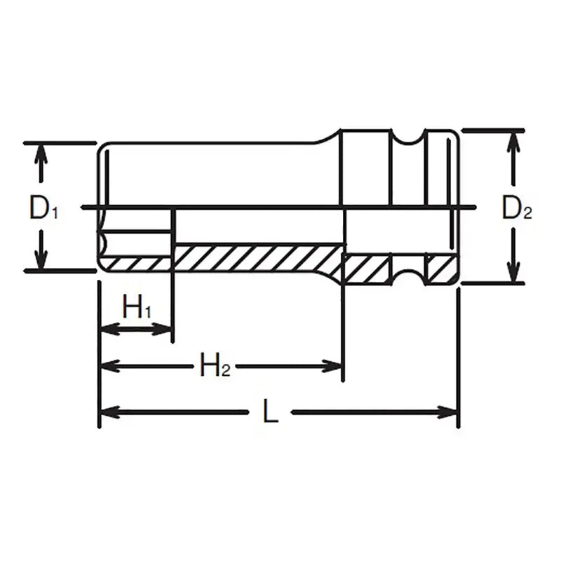 Ko-ken Tools 3/4 Sq. Dr. Socket 26mm 6 point Length 75mm Thin walled Ko-ken Tools
