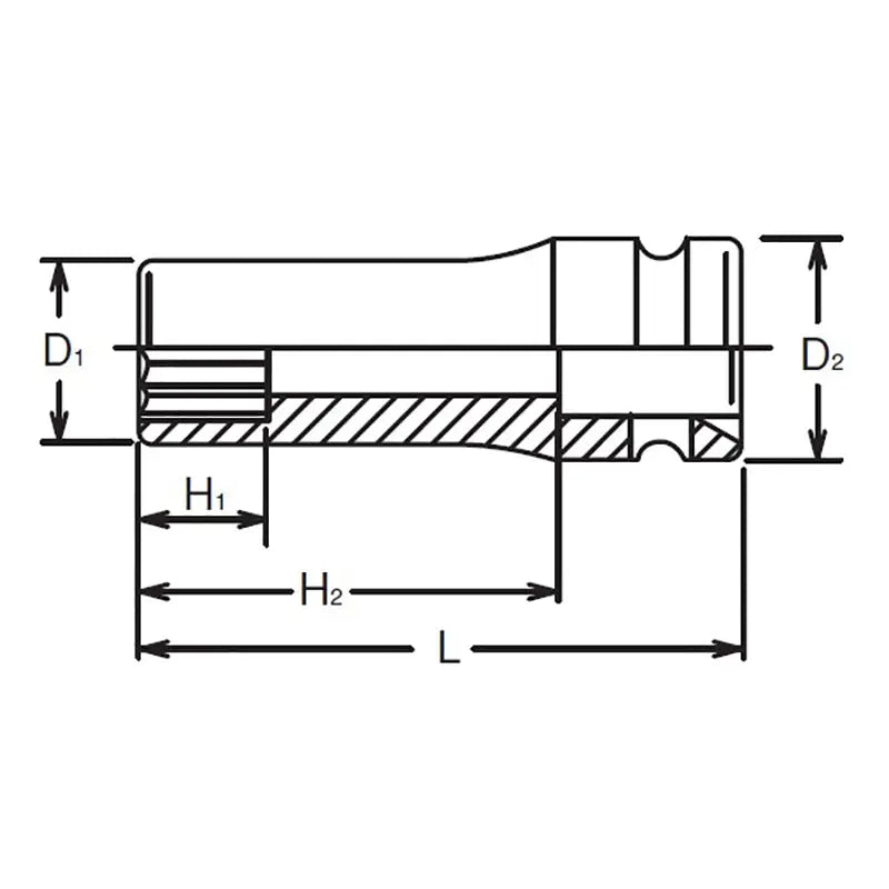 Ko-ken Tools 3/4 Sq. Dr. Socket 26mm 12 point Length 100mm Ko-ken Tools