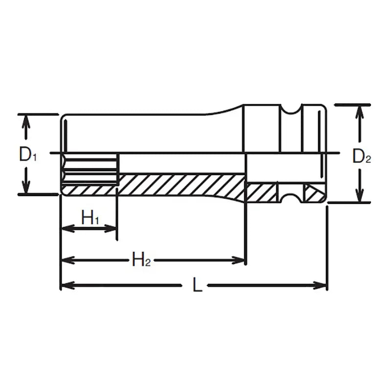 Ko-ken Tools 3/4 Sq. Dr. Socket 50mm 12 point Length 100mm Ko-ken Tools