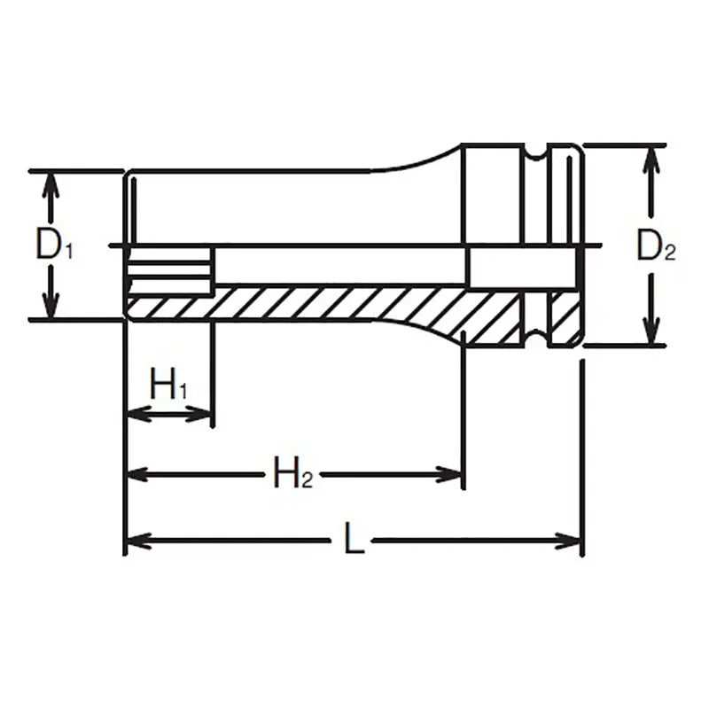 Ko-ken Tools 3/4 Sq. Dr. Socket 16mm Surface Drive Length 100mm Ko-ken Tools