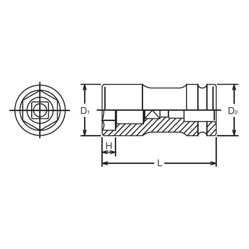 Ko-ken Tools 3/4 Sq. Dr. Rear Wheel Nut Socket 1.1/2 x 13/16 Hex x Square Length 100mm Ko-ken Tools