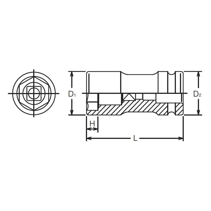 Ko-ken Tools 3/4 Sq. Dr. Rear Wheel Nut Socket 41 x 21mm Hex x Square Length 100mm Ko-ken Tools