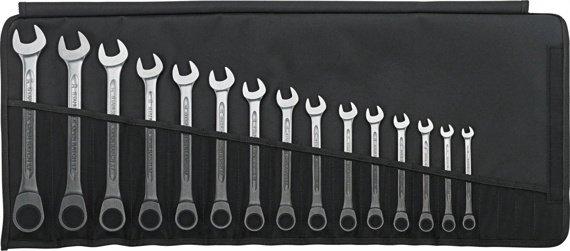 Stahlwille Set of 15 Bi-Hexagon Combination Ratchet Wrench, 8 - 24mm - ST 96401715 Stahlwille