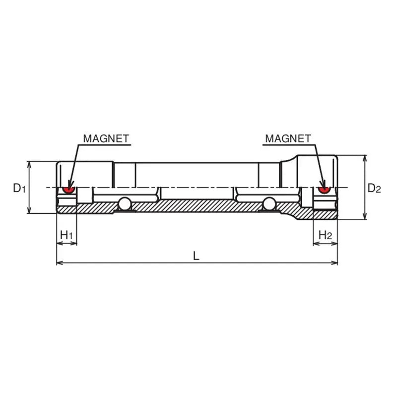 Ko-ken Tools Double sided Socket with Magnets 1/4" 10X14 Ko-ken Tools